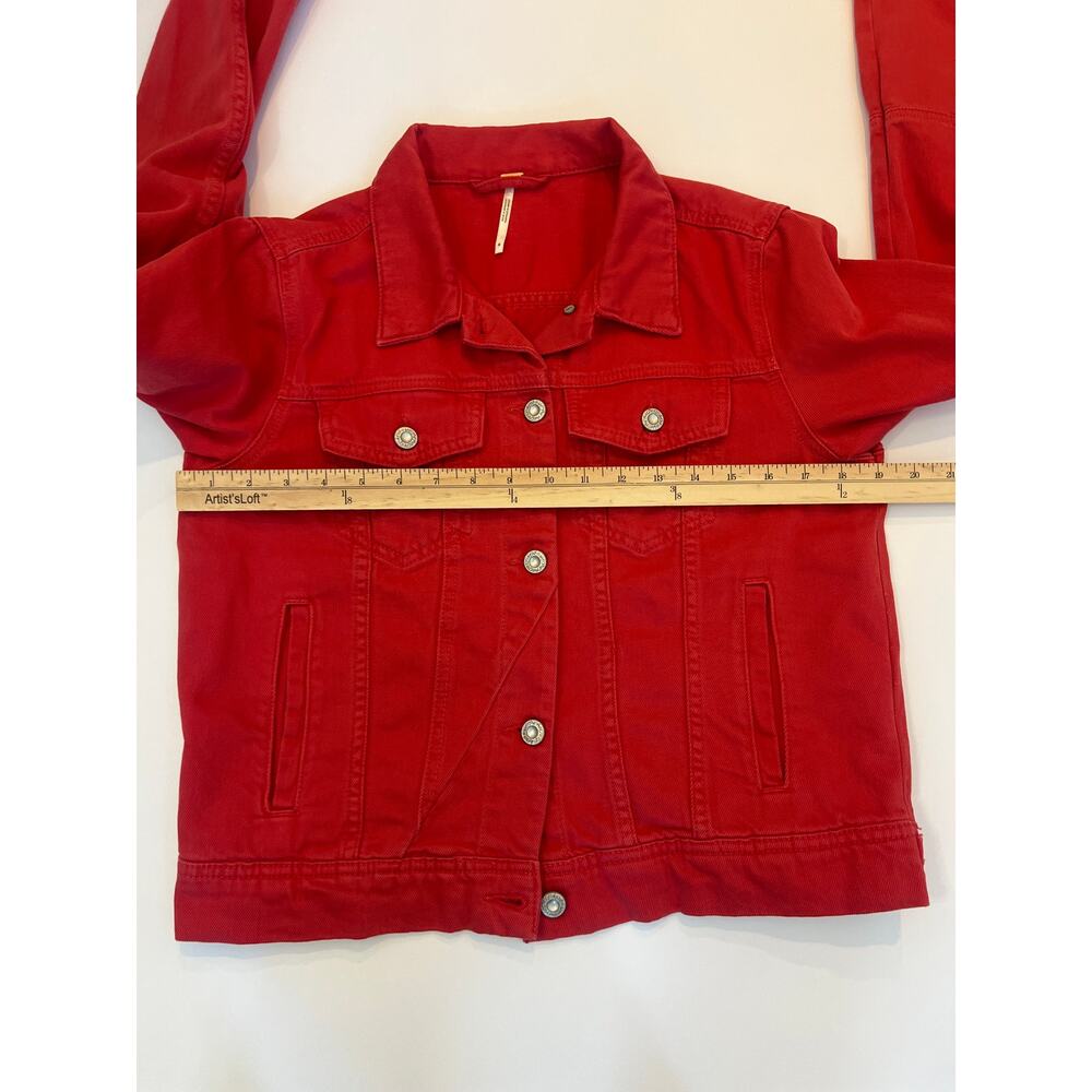 Free People Women’s Rumors Denim Jacket 
 Strawberry Red Size Medium - Picture 11 of 12